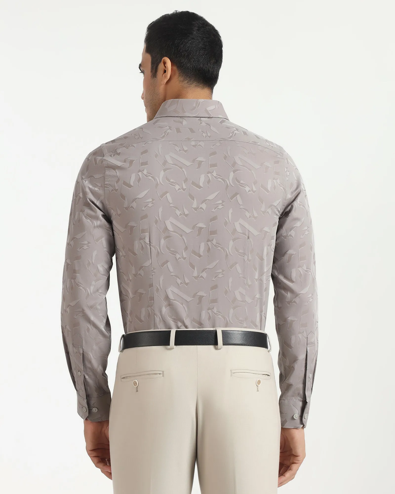 Formal Light Grey Jacquard Shirt - Riley Recycled Polyester Blend Outdoor Adventure