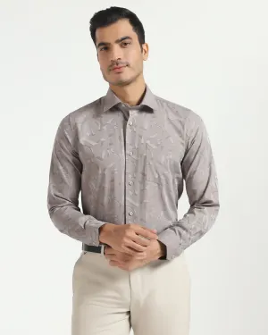 Urban Fashion Date night Formal Light Grey Jacquard Shirt - Riley