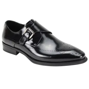 No Pain Giovani Black Leather Monk Single Strap Shoe