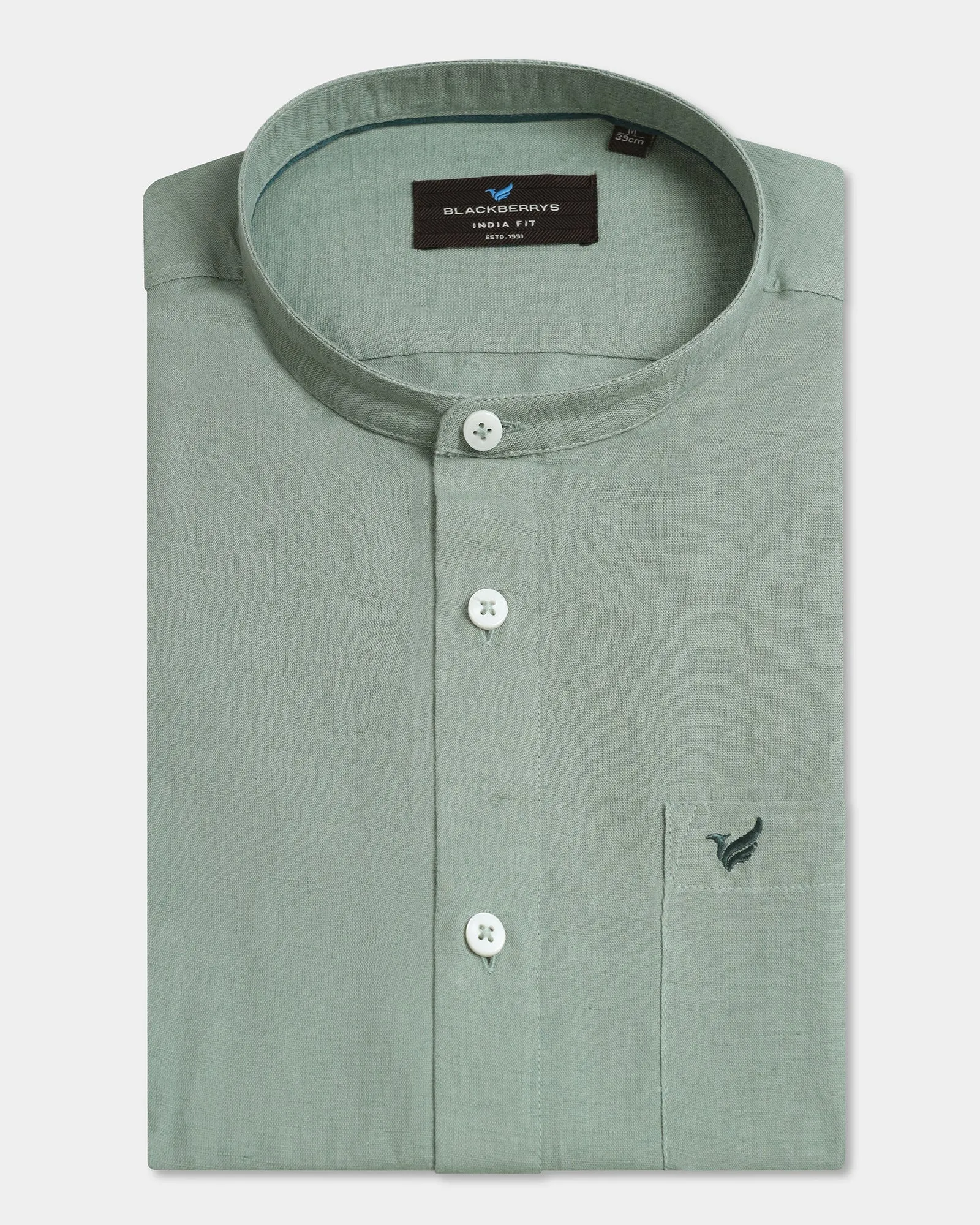 Sage Green Linen Solid Shirt - Salmon hypoallergenic