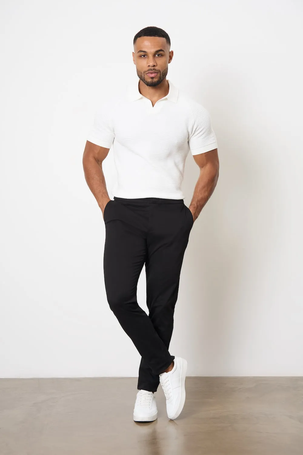 Reflective Trim Smart Chino Side Adjuster Pants in Black