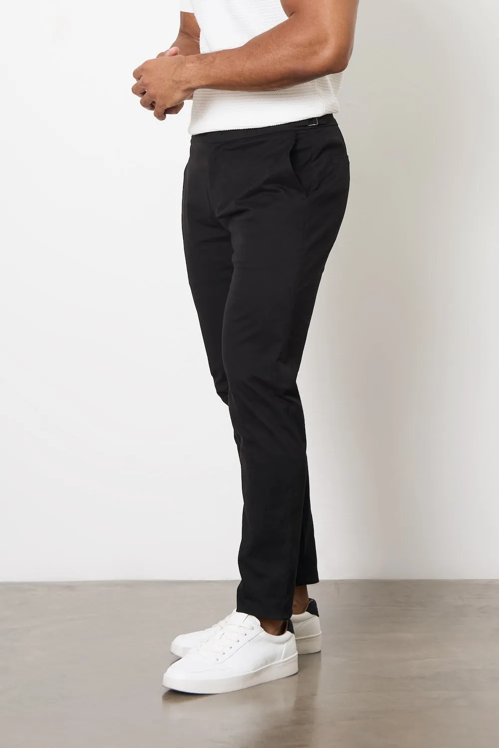 Smart Chino Side Adjuster Pants in Black Fashion Forward SecureClosures