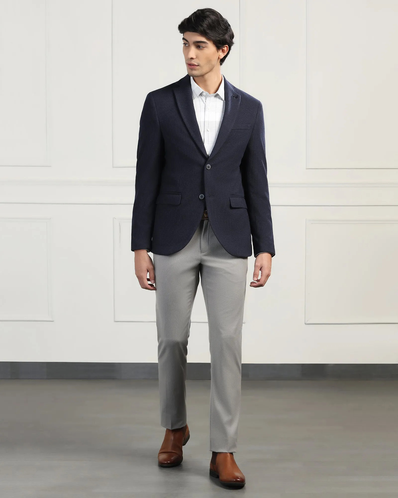 Formal Navy Stripe Blazer - Nios Stay Dry Interior