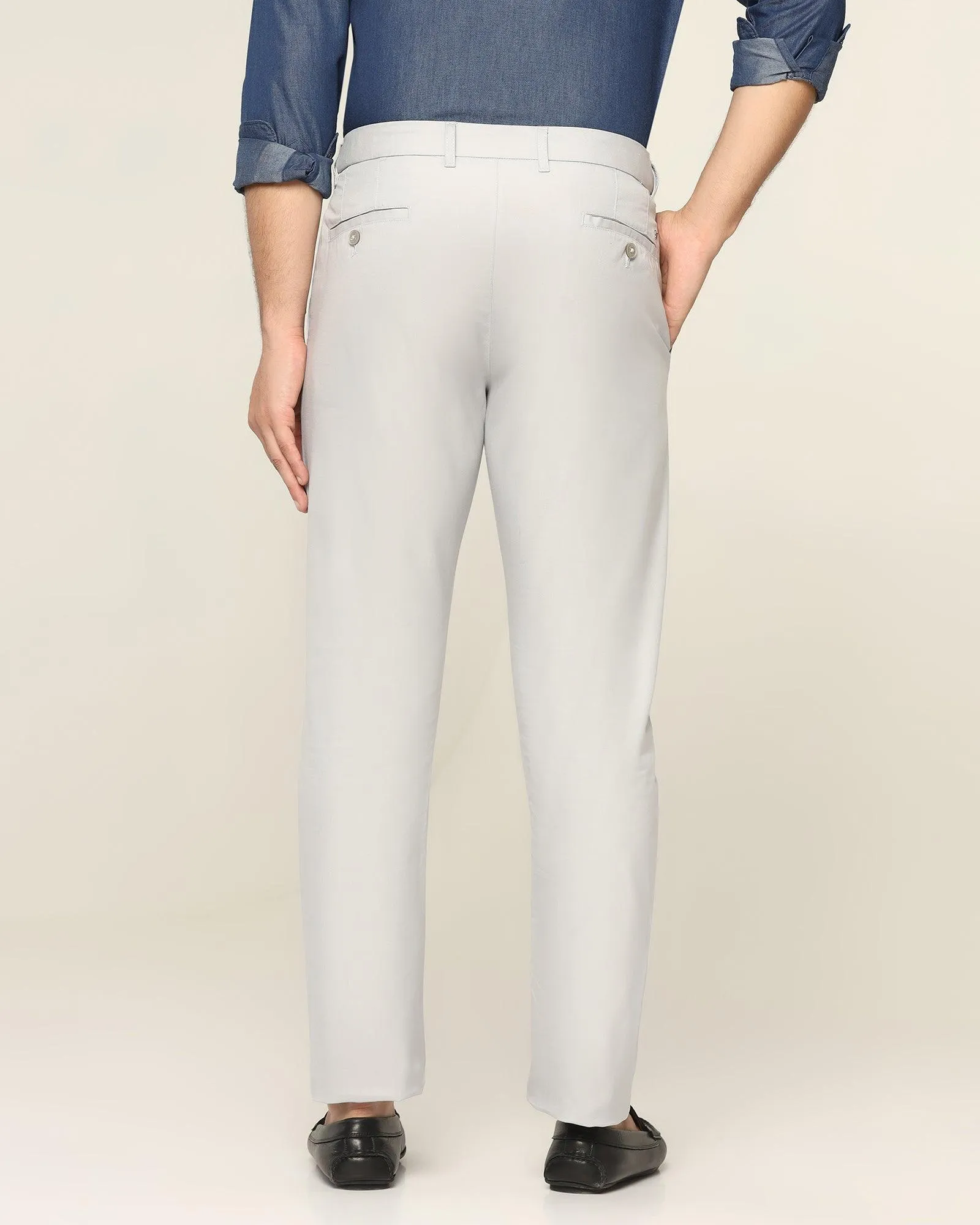 Elastic Fit Perfect Stretch Slim Comfort B-95 Casual Grey Textured Khakis - Jeny