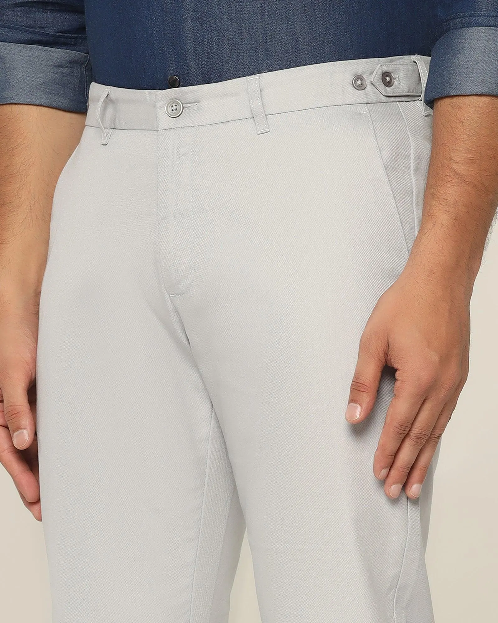 Comfortable Layering Casual Fit Slim Comfort B-95 Casual Grey Textured Khakis - Jeny