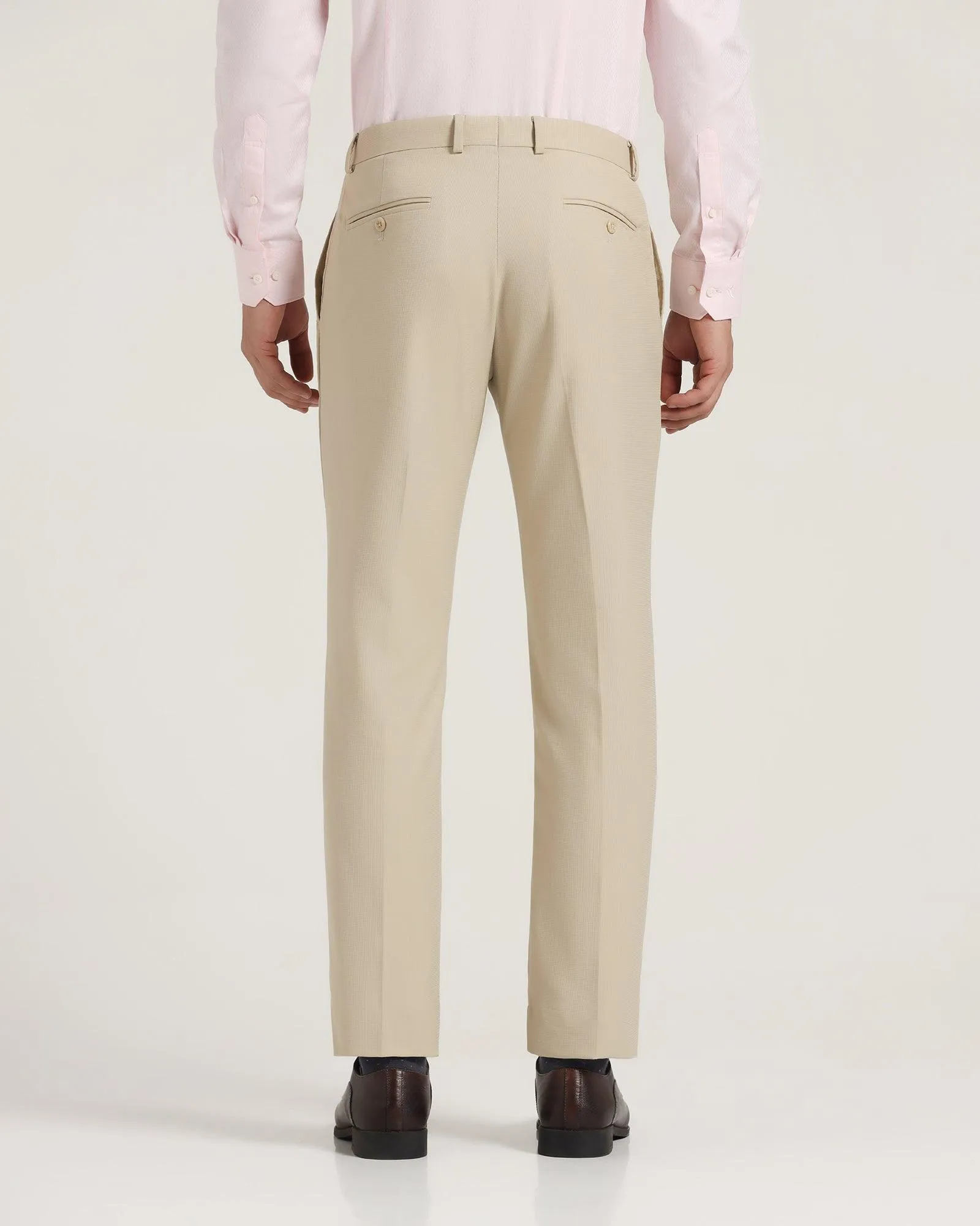 Slim Comfort B-95 Formal Beige Textured Trouser - Lotus TaperedLeg