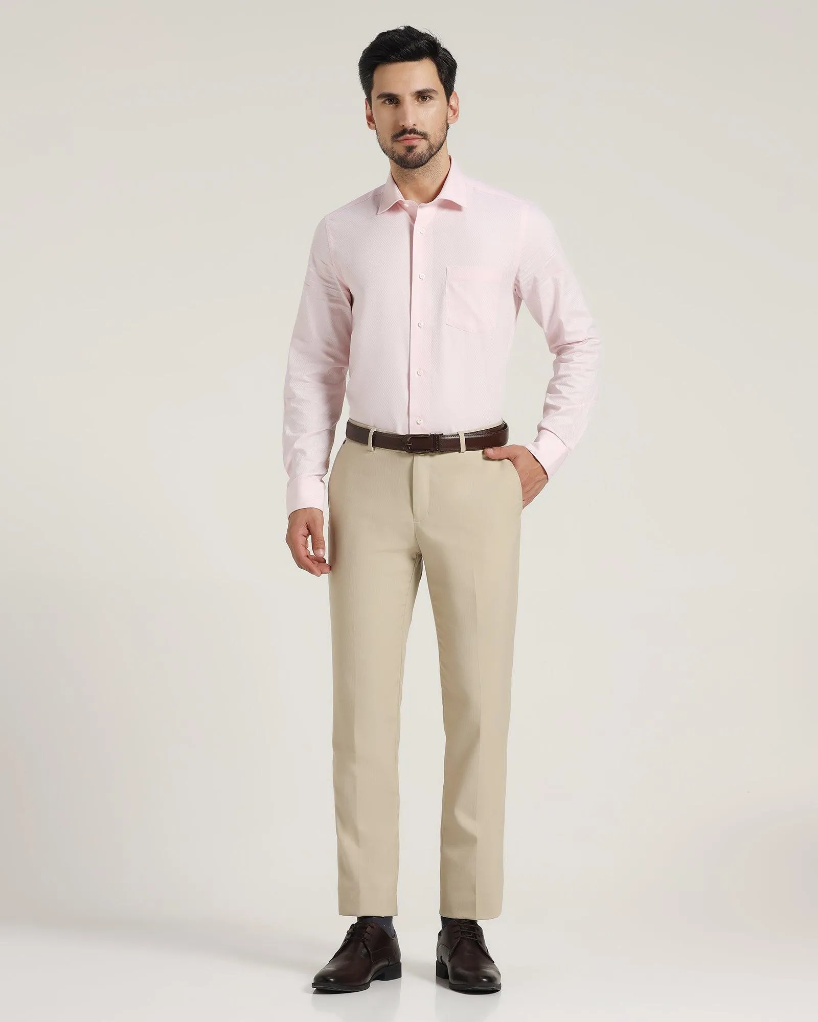 Slim Comfort B-95 Formal Beige Textured Trouser - Lotus OdorResistantFinish