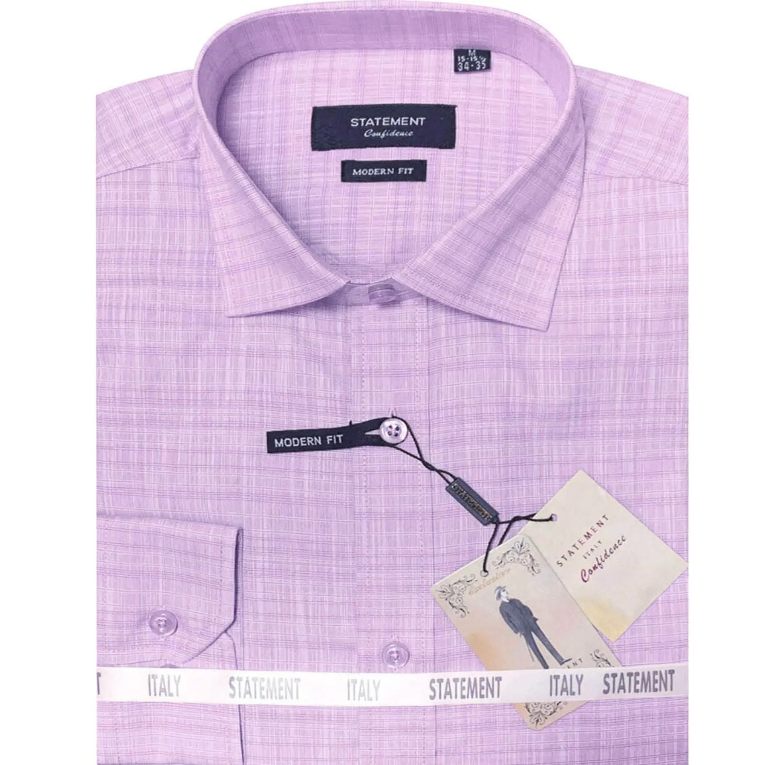 Effortless Comfort Sedna Collection: High-Quality Lavender Self-Textured Modern Fit Men's Dress Shirt