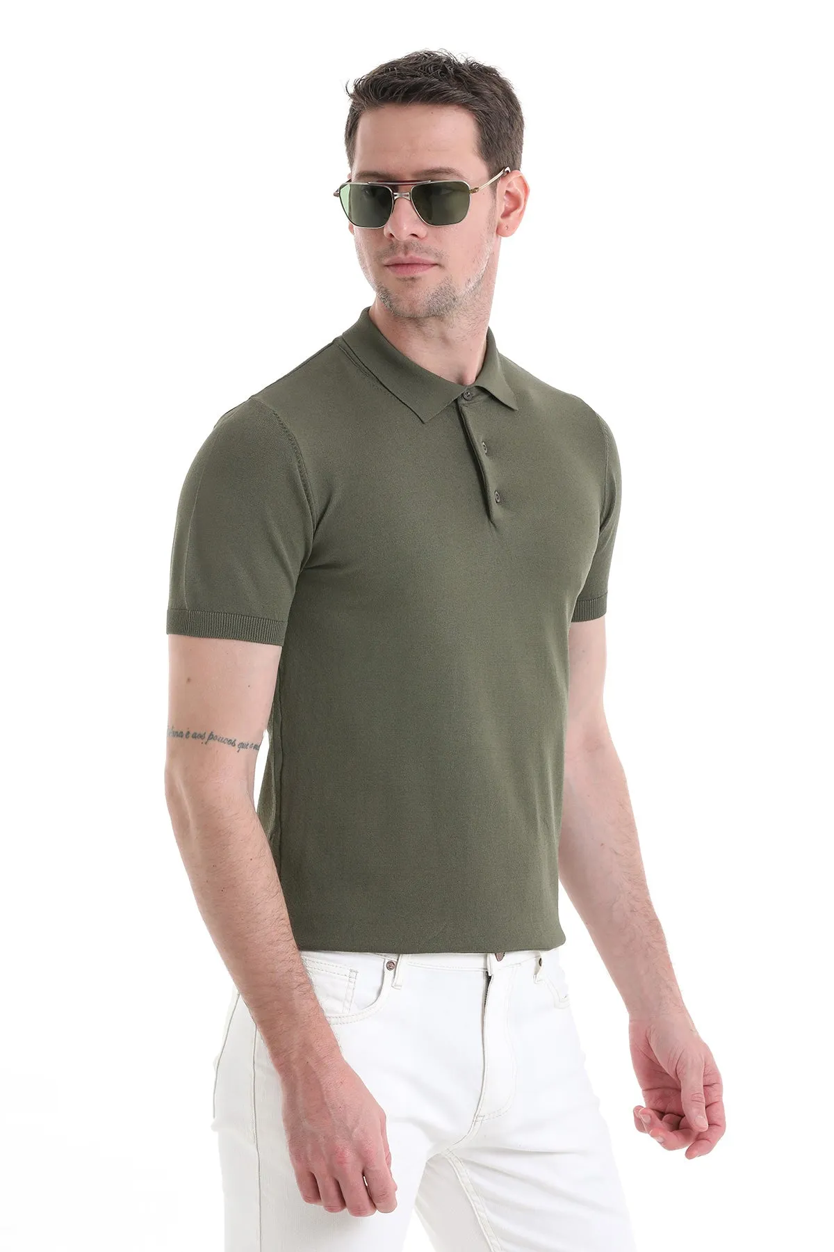 Comfort Fit Rayon Khaki Polo T-Shirt Elegant Layer