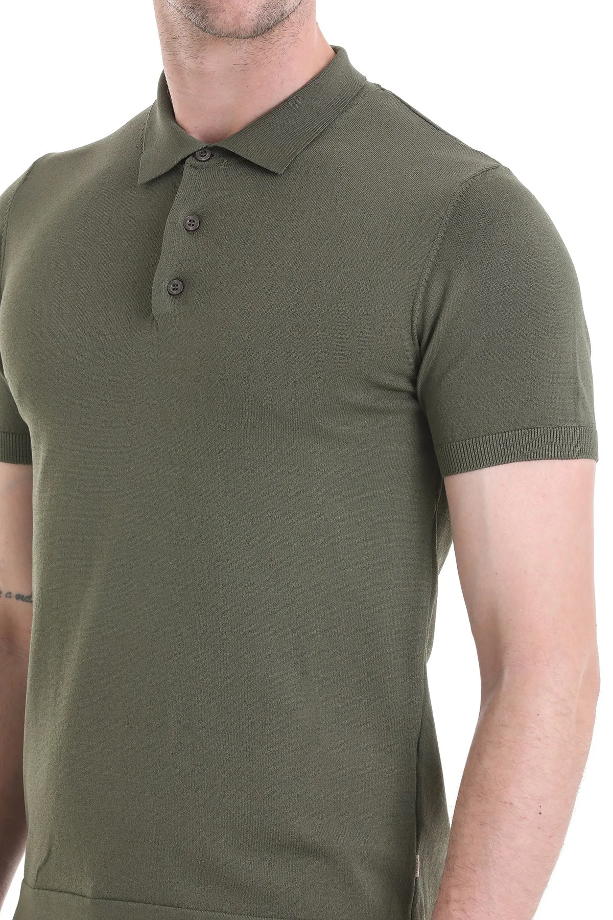 Formal Edge Active Wear Comfort Fit Rayon Khaki Polo T-Shirt