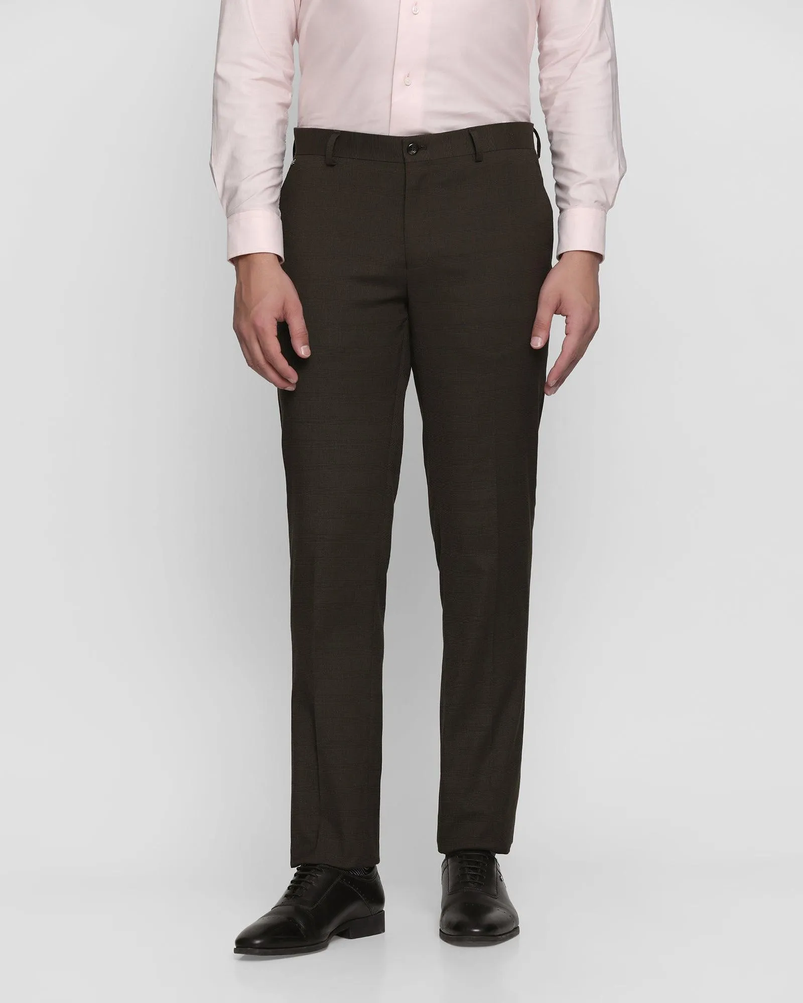 Slim Comfort B-95 Formal Brown Check Trouser - Live Functional Layer Active Comfort Fit