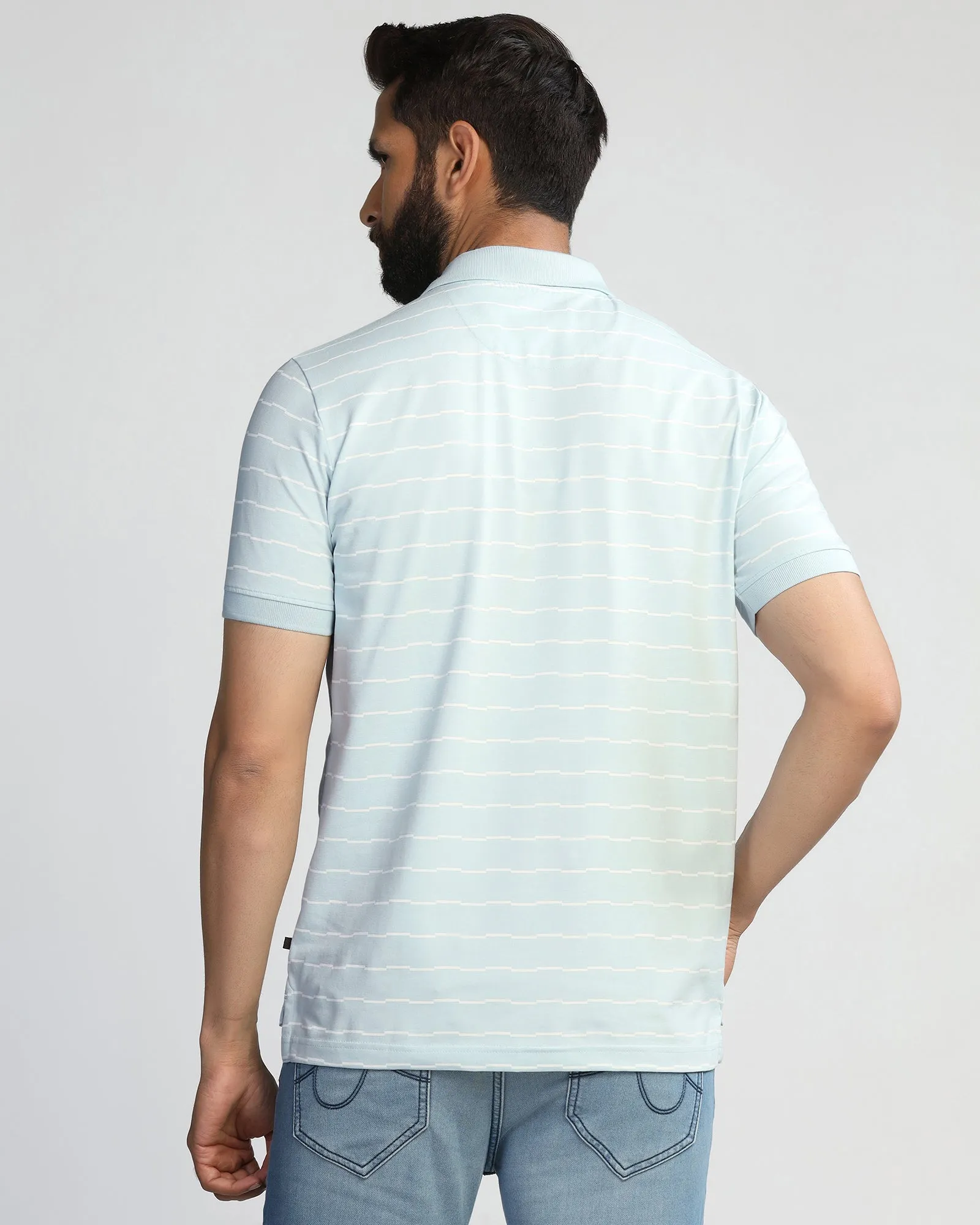 Polo Sky Blue Stripe T-Shirt - Sail Casual Layer