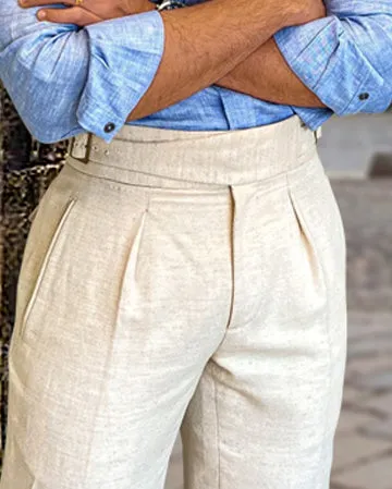 Ready For Action Modern Comfort Gurkha Pants Linen Vintage Cream Birdseye