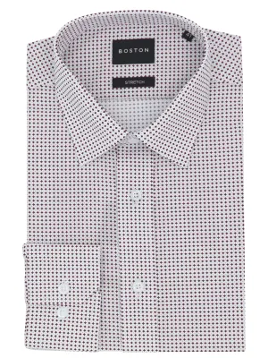 Liberty Business Burgundy Dotted Shirt Mesh Insert Waffle Weave