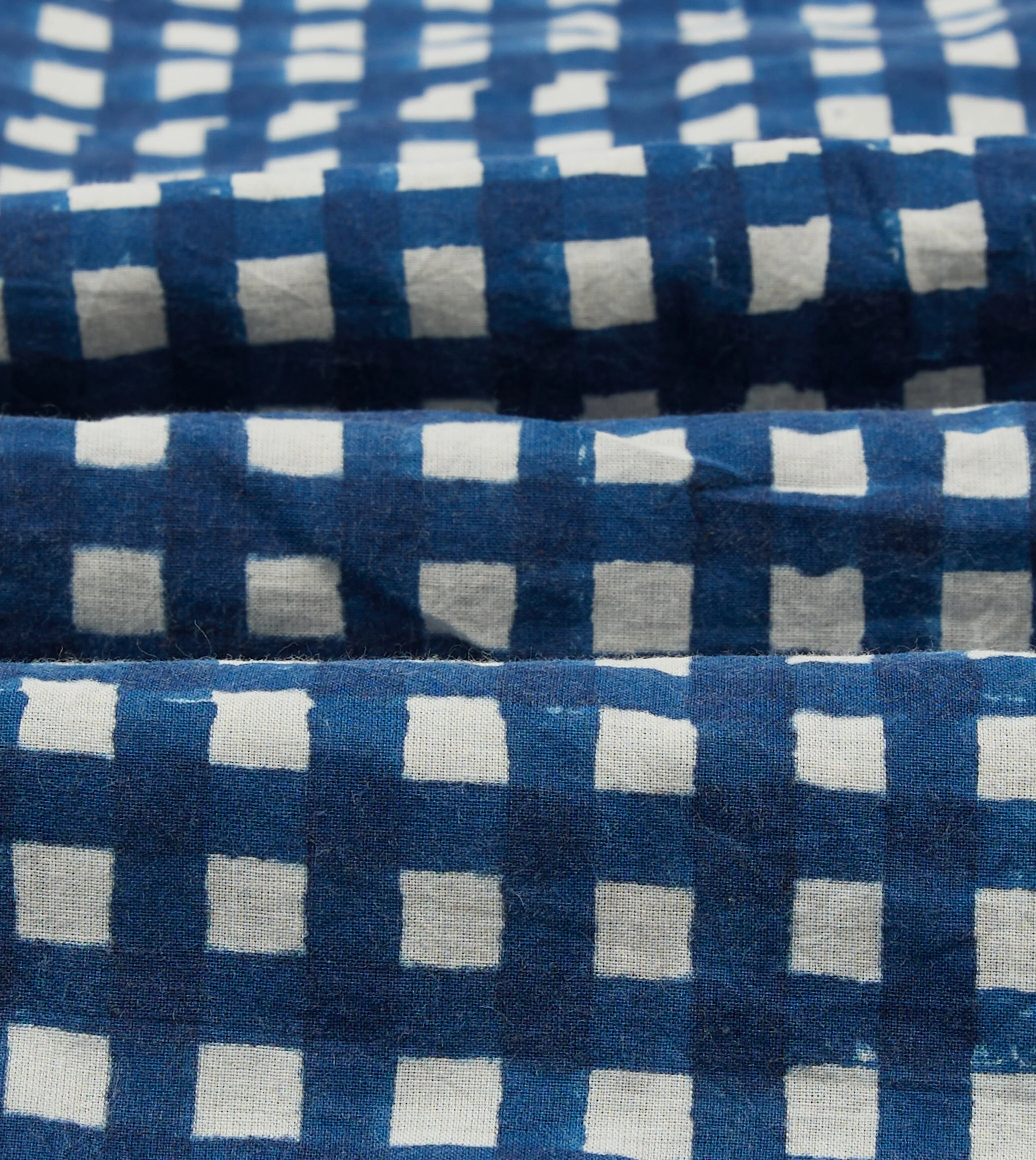 Solid Hue Navy Gingham Check Block Print Cotton Camp Collar Short Sleeve Shirt