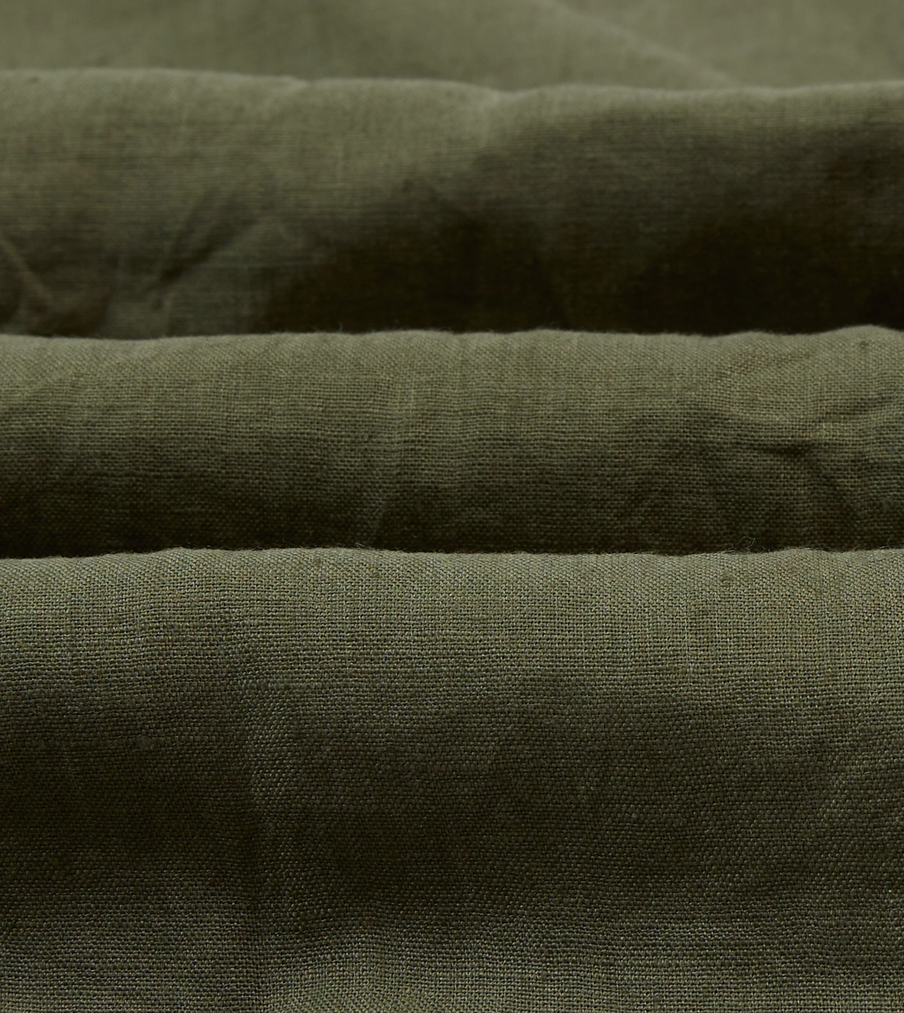 Anti Static Finish Non Iron Olive Linen Mandarin Collar Popover Shirt