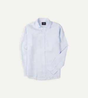 Smooth zipper closure Light Blue Linen Spread Collar Shirt