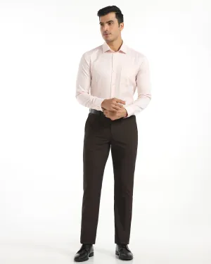 Stylish Waistband Slim Comfort B-95 Formal Brown Textured Trouser - Campbell