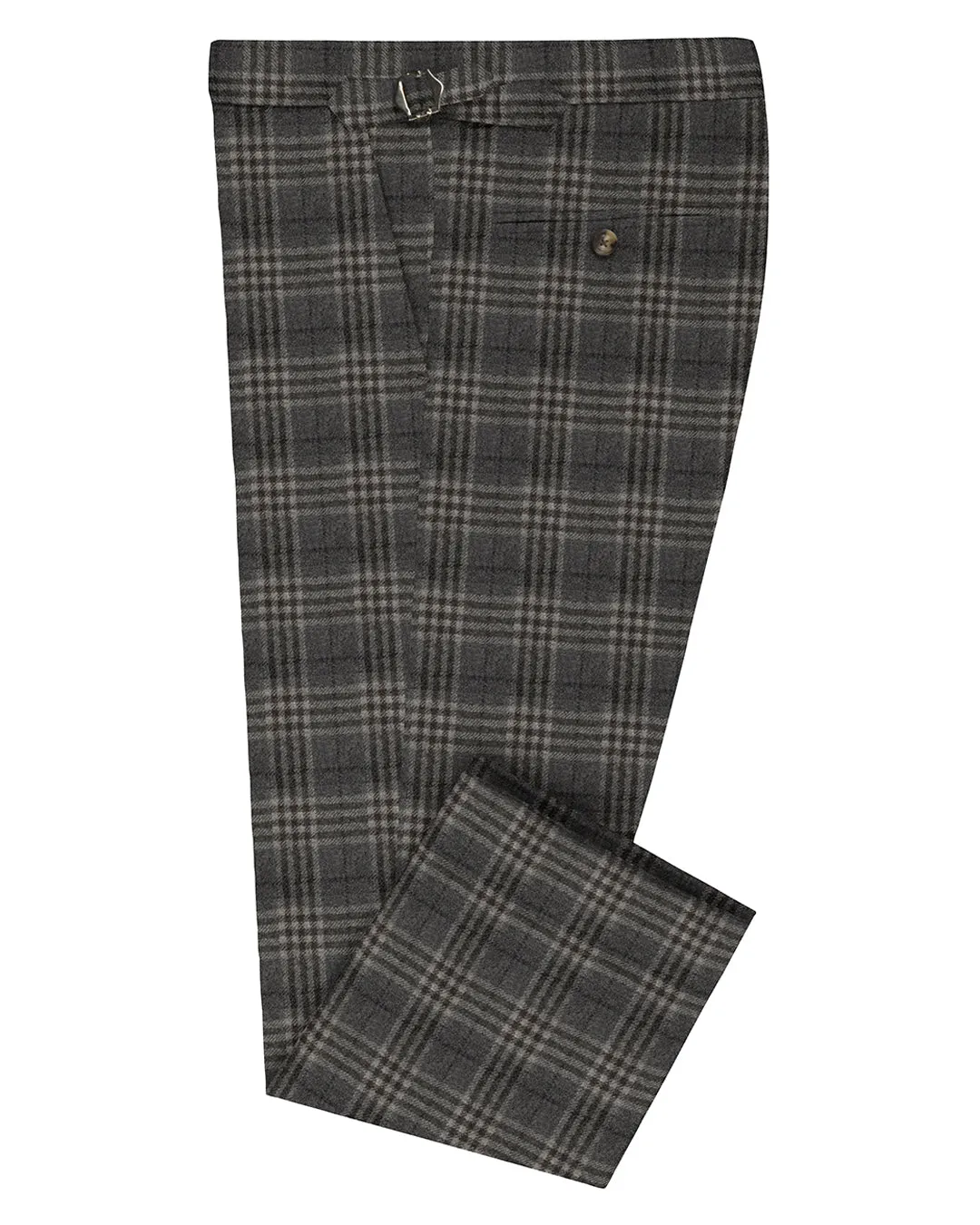 Loro Piana: Grey Tartan Checks Soft Brush Lining Softened Hem