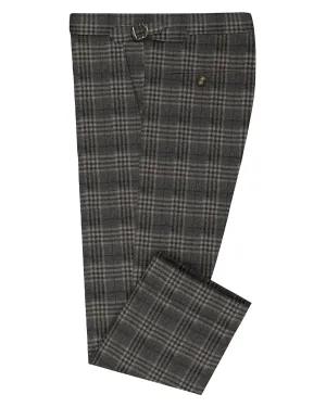 Loro Piana: Grey Tartan Checks Soft Brush Lining Softened Hem