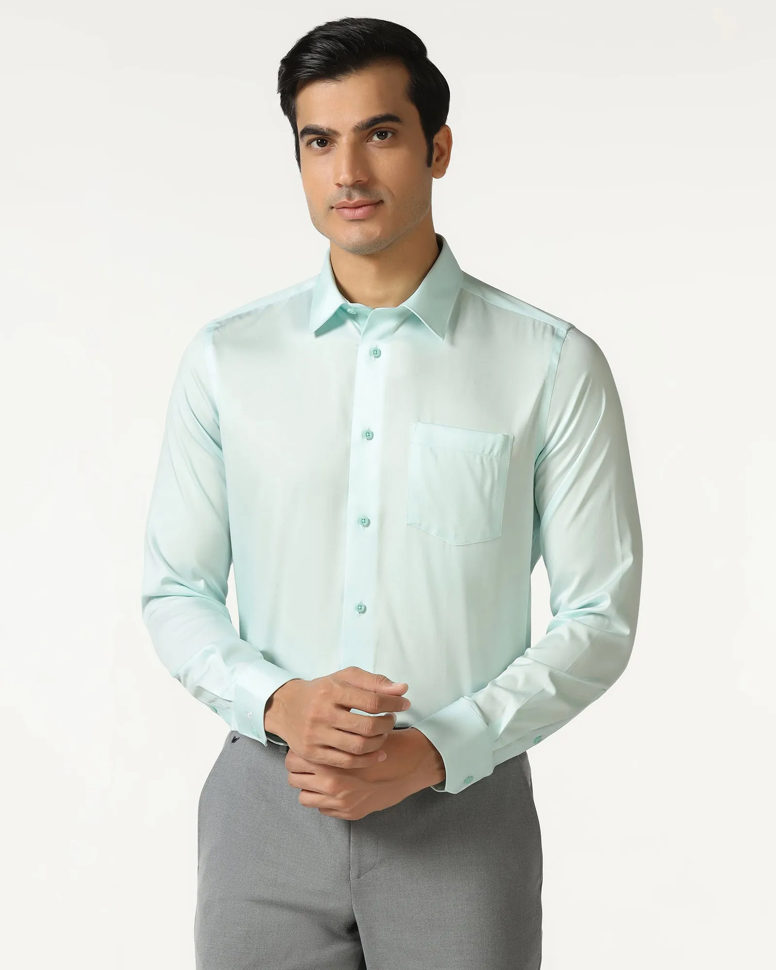 handmade touch Aqua Non Iron Solid Shirt - Sailor