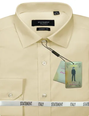 Button front MODERN FIT TAN BASIC DRESS SHIRT