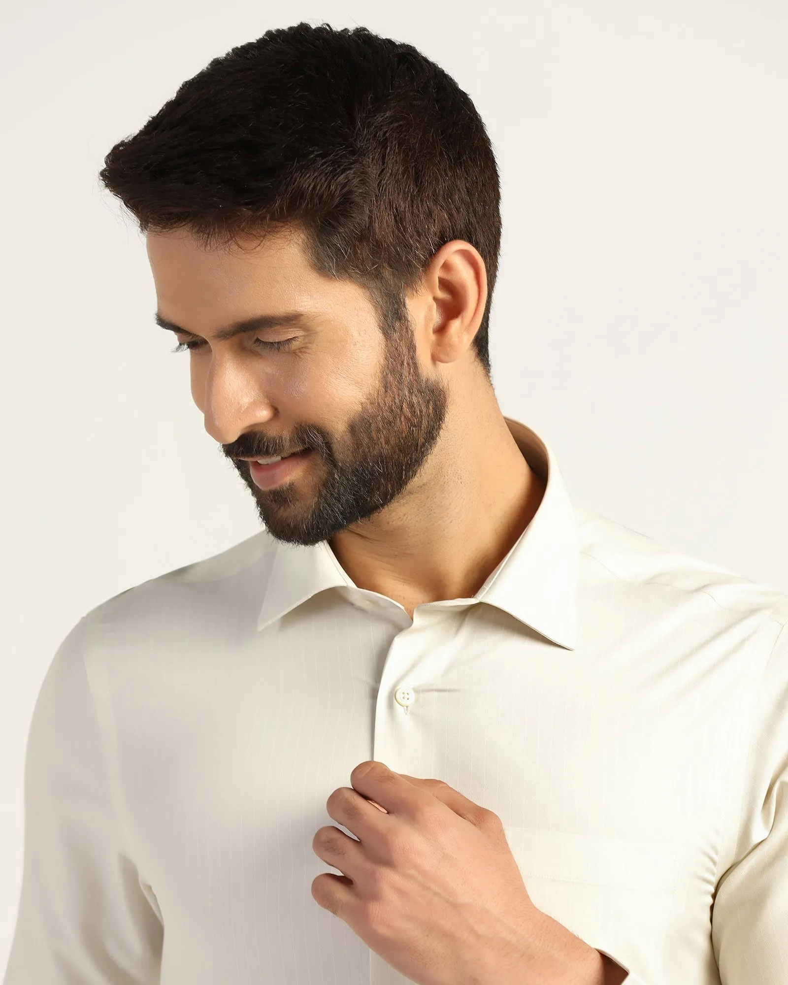Minimalist Design Sustainable Choice Non Iron Formal Beige Stripe Shirt - Wagon