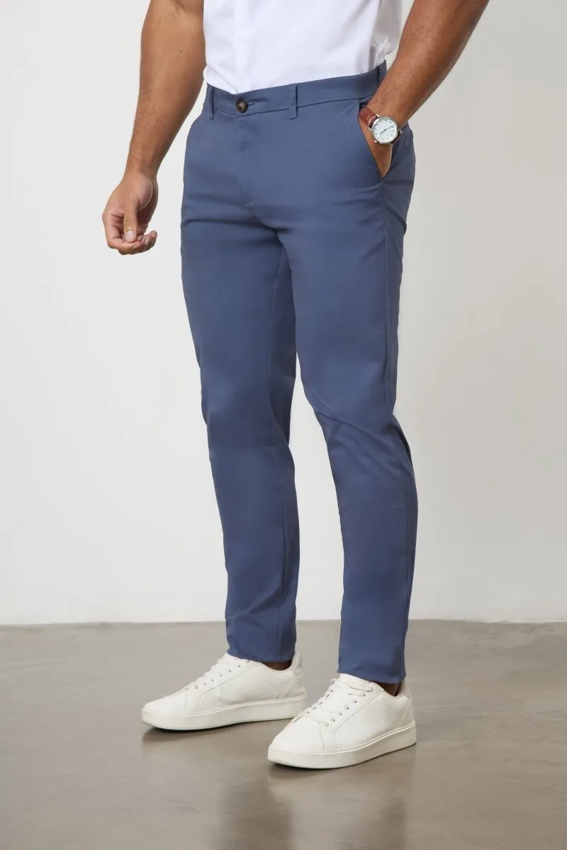 Athletic Fit Cotton Stretch Chino Pants in Airforce Cozy Touch Comfort Ready