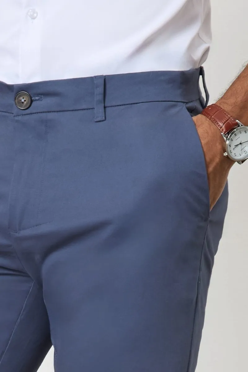 Comfort Cushioning BreathableLining Athletic Fit Cotton Stretch Chino Pants in Airforce
