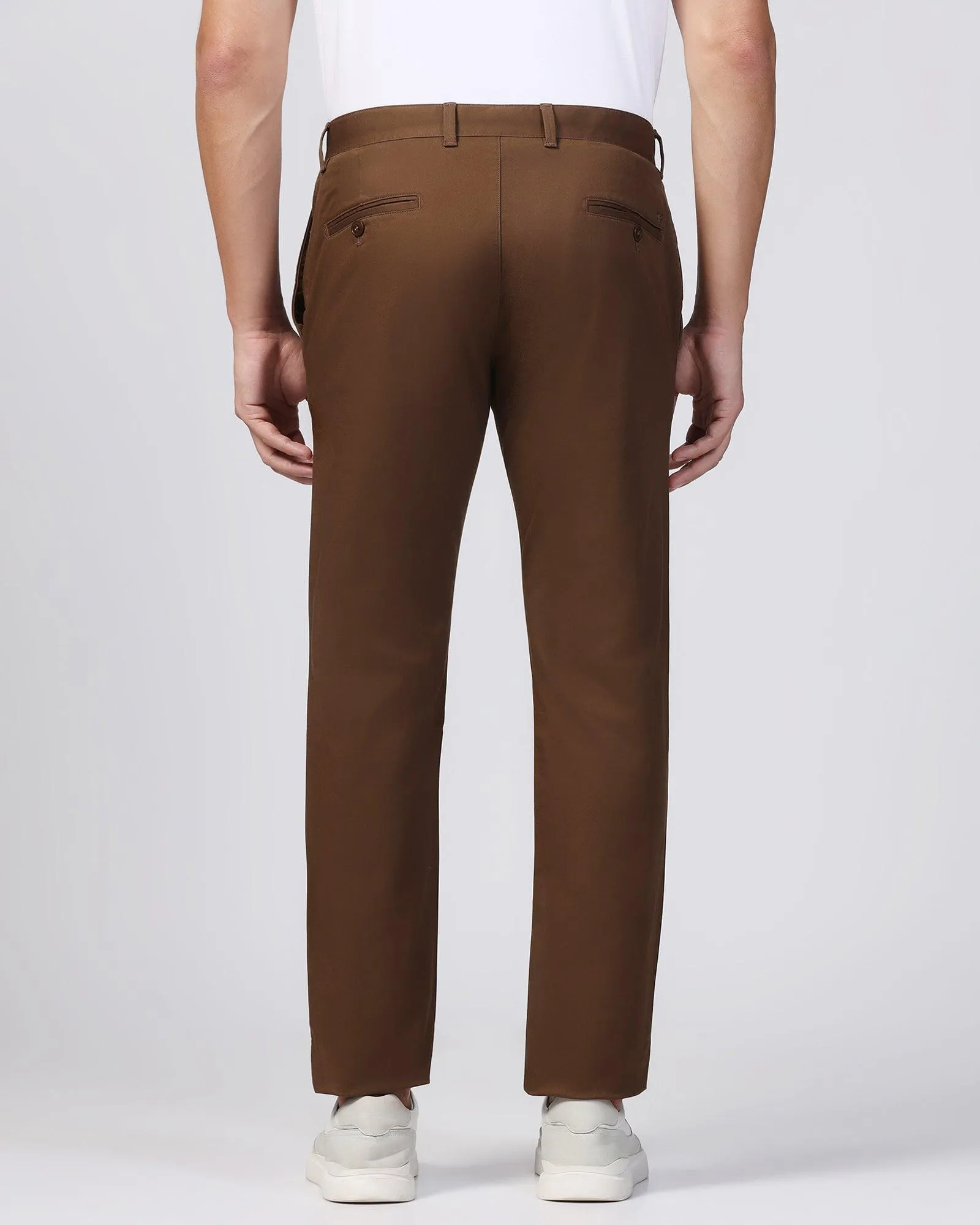 Flattering Shape Flexible Performance Slim Comfort B-95 Casual Brown Solid Khakis - Marico