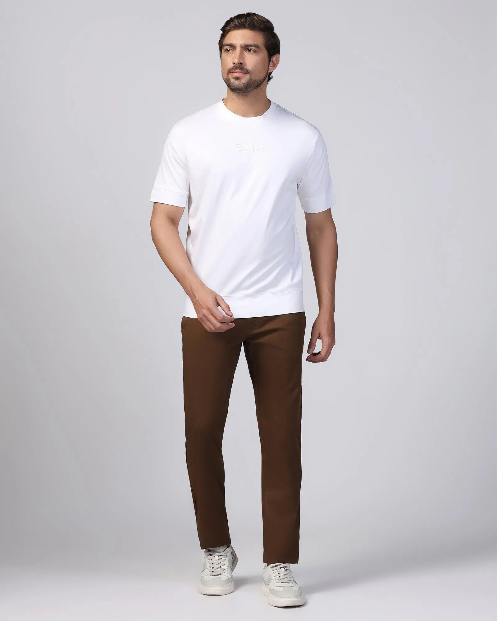 Soft Brushed Lining Slim Comfort B-95 Casual Brown Solid Khakis - Marico