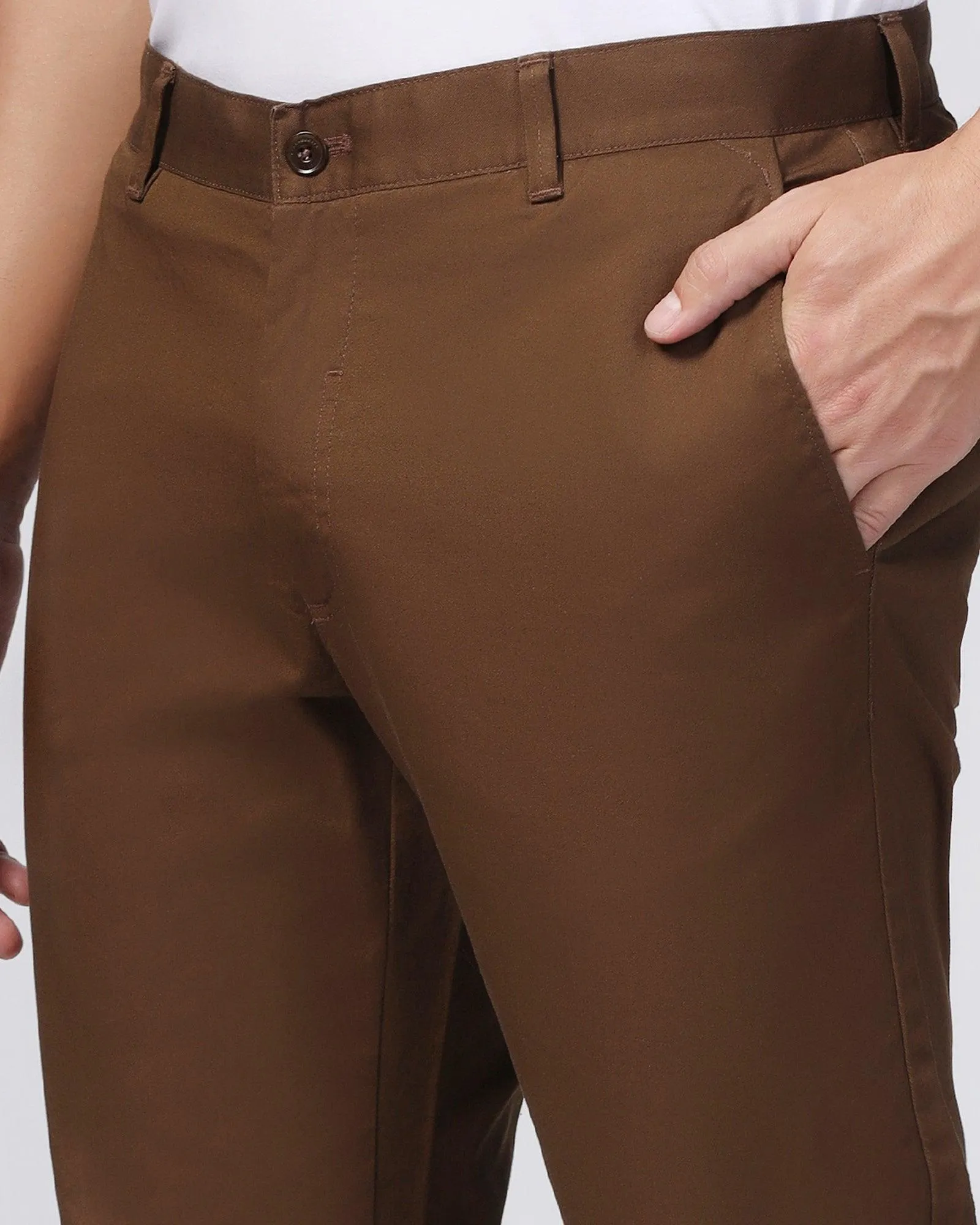 Sport Fit Slim Comfort B-95 Casual Brown Solid Khakis - Marico