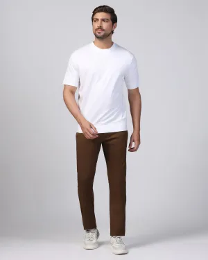 Soft Brushed Lining Slim Comfort B-95 Casual Brown Solid Khakis - Marico