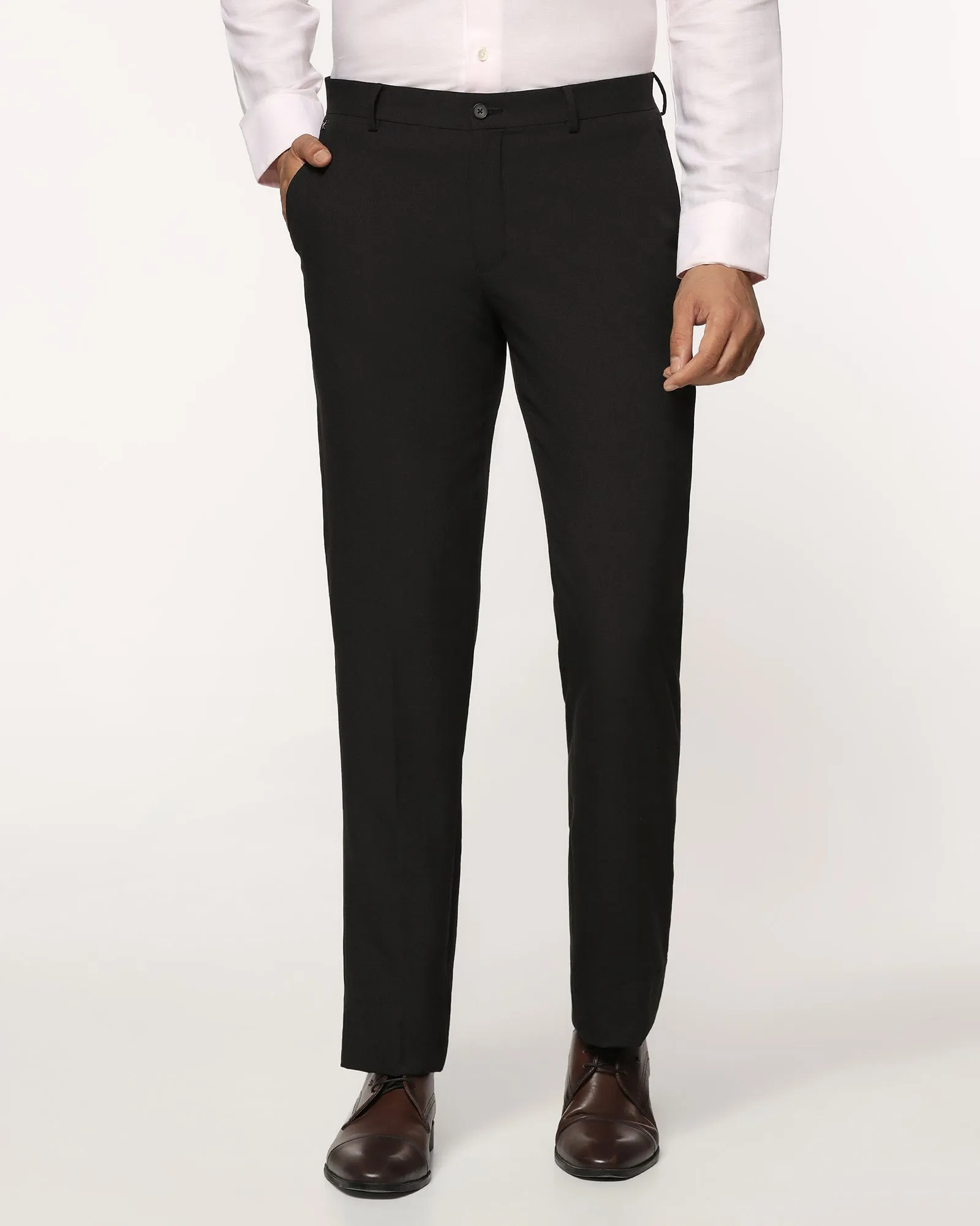 Slim Fit B-91 Formal Black Textured Trouser - Tumi Non Bulk Refined fit