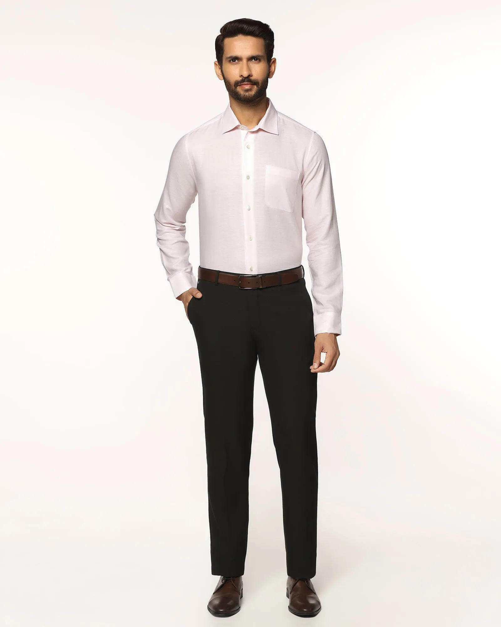 Embroidered Detail Versatile Fashion Slim Fit B-91 Formal Black Textured Trouser - Tumi