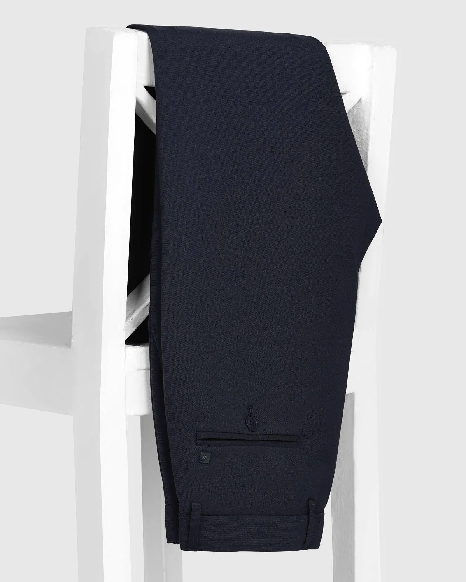 TechPro Slim Fit B-91 Casual Dark Navy Solid Khakis - Ziea Weekend Style Flexible Seam