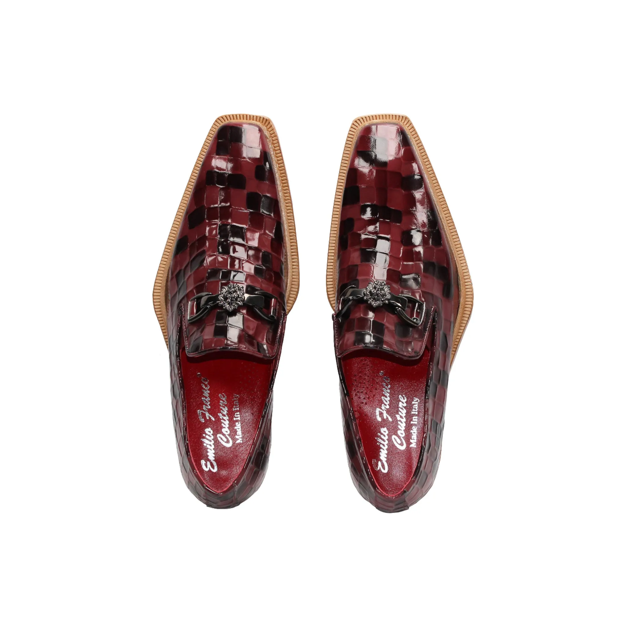 Rolling Motion Design Harbor Mood Emilio Franco Couture "Narciso" Burgundy Combo Shoes