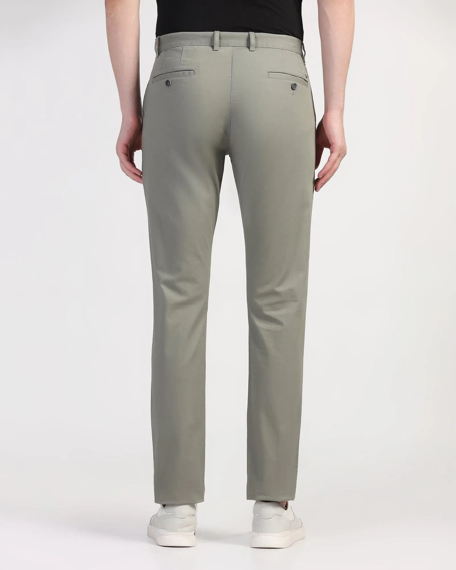 Flexible Gusset Design Flexible Knee Panels Slim Comfort B-95 Casual Olive Solid Khakis - Lab