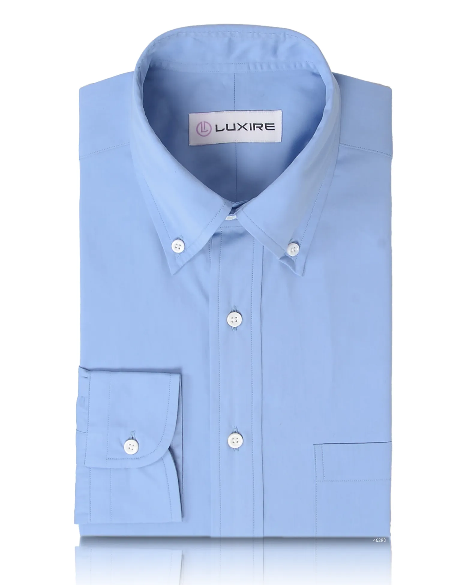 Albini Blue Poplin Business Shirt Athletic Cut Easy Care