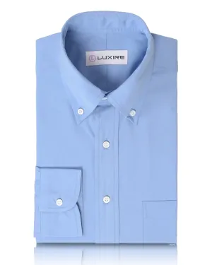 Albini Blue Poplin Business Shirt Athletic Cut Easy Care