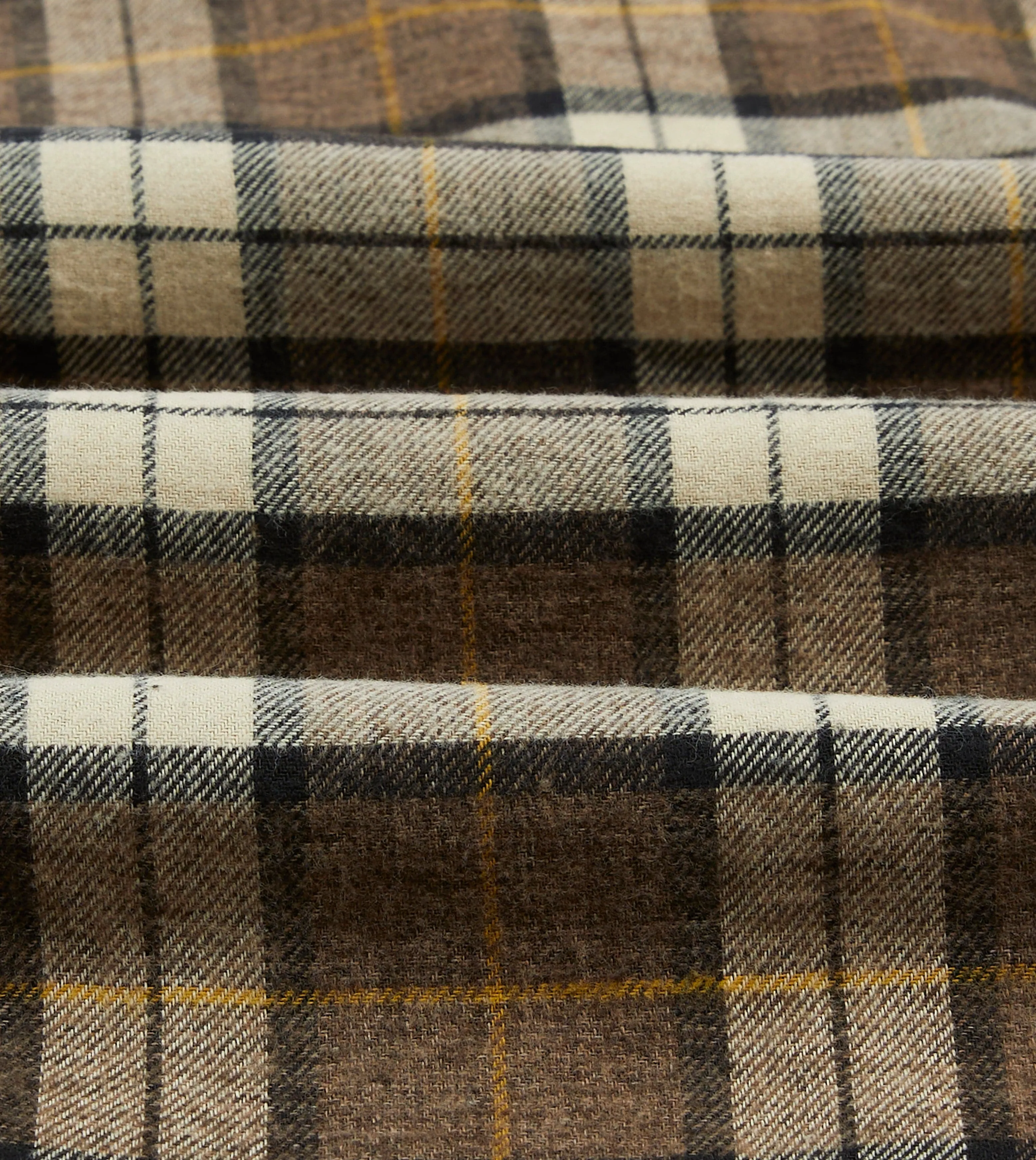 Brown Check Brushed Cotton Two-Pocket Work Shirt No Slip Shoulder Grip