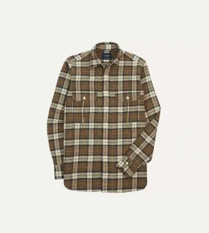 Brown Check Brushed Cotton Two-Pocket Work Shirt hypoallergenic Tropical theme