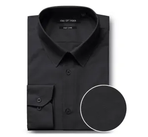 VERNO Black Classic Fit Long Sleeve Travel Easy-Care Cotton Dress Shirt CS0223 Soft Touch Reinforced Buttonholes