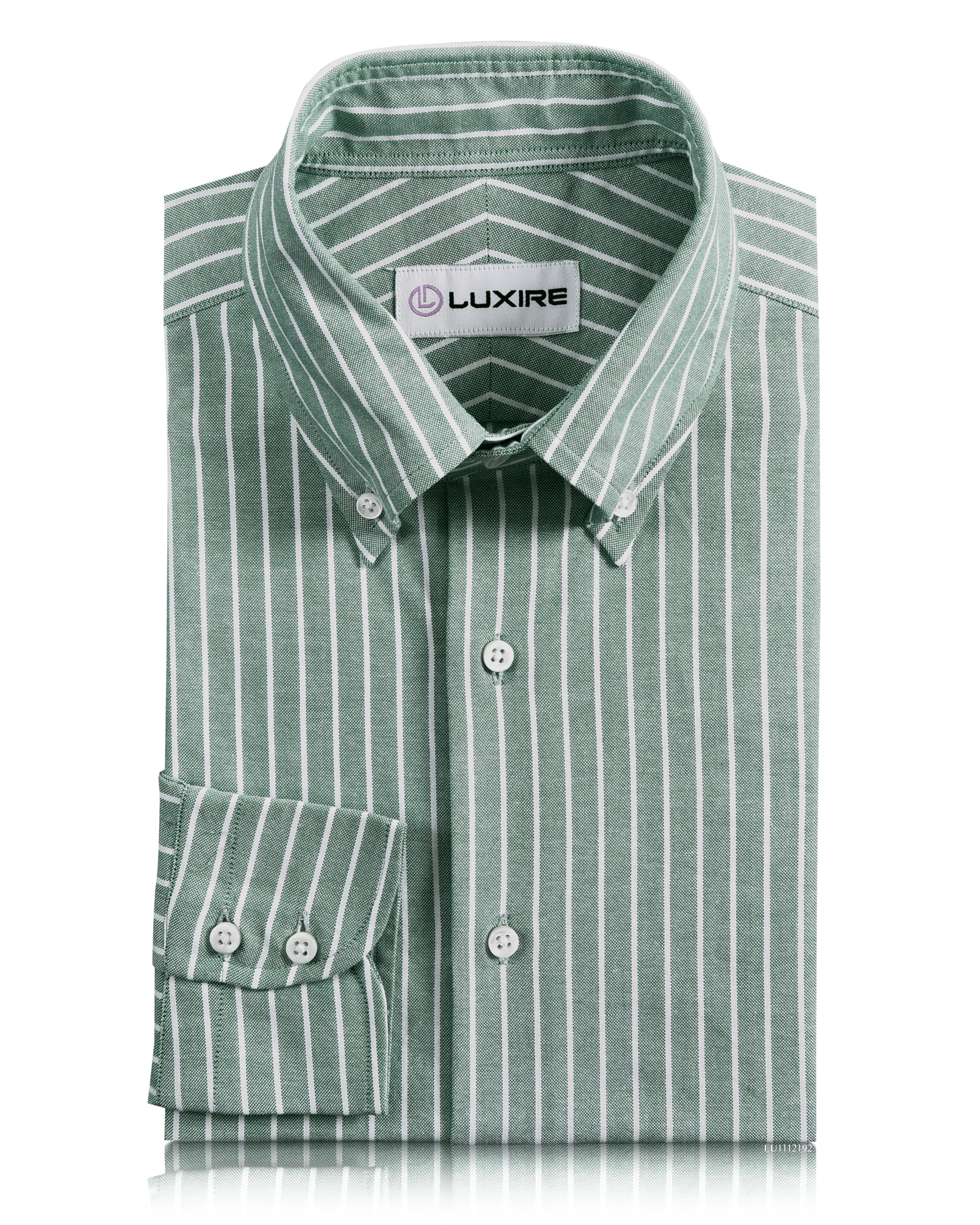 White Stripes On Fern Green Oxford Shirt Polo Style