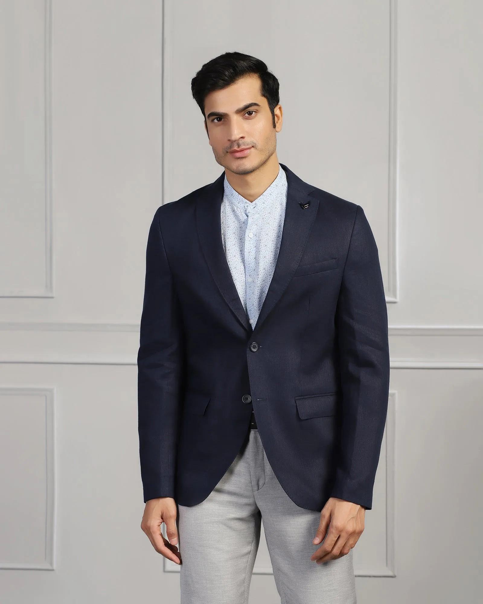 Linen Formal Navy Solid Blazer - Jonah Soft Weather Wear