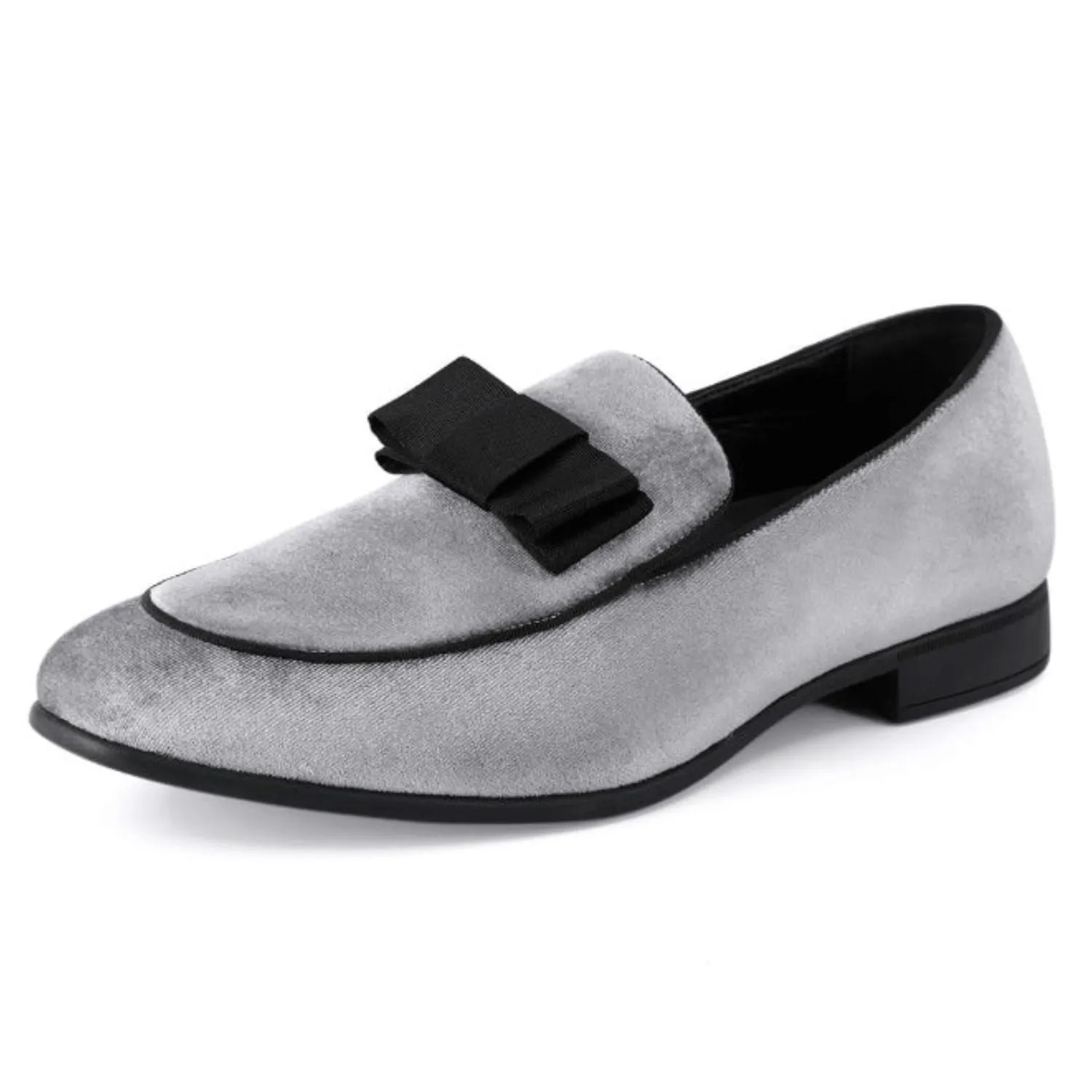 Office-Ready Shoes Silhouette Shadows: Charcoal Grey Smoking Slip-On Loafer Shoes