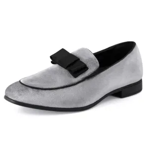 Office-Ready Shoes Silhouette Shadows: Charcoal Grey Smoking Slip-On Loafer Shoes