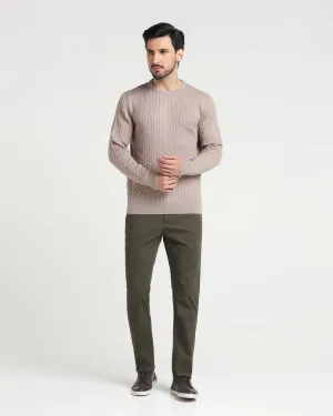 Simple and Cozy Slim Comfort B-95 Casual Dark Olive Solid Khakis - Lab