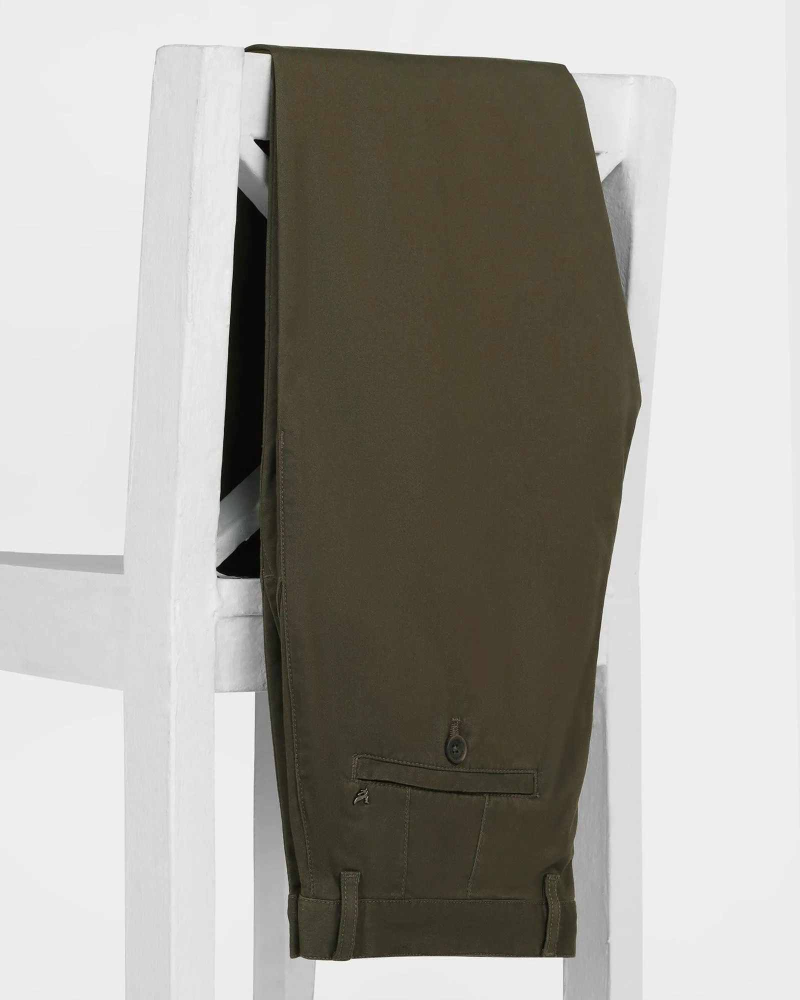 Slim Comfort B-95 Casual Dark Olive Solid Khakis - Lab Lightweight Design