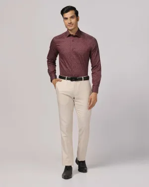 DoubleLayeredKnees Luxe Linen Slim Comfort B-95 Formal Beige Solid Trouser - Platina